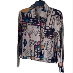 Chicos linen jacket lightweight NeW vintage chest pockets small size 0 NEW small